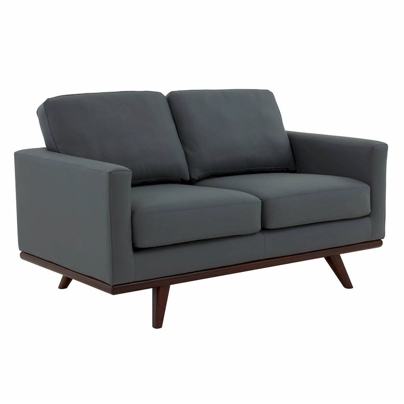 Modern Leather Loveseat 2-Seater Sofa with Birch Wood Base for Living Room Bedroom and Garden Lounge - 58.27 Inch