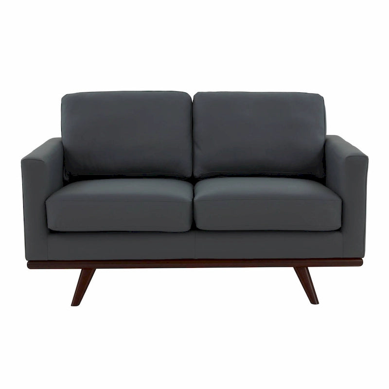 Modern Leather Loveseat 2-Seater Sofa with Birch Wood Base for Living Room Bedroom and Garden Lounge - 58.27 Inch