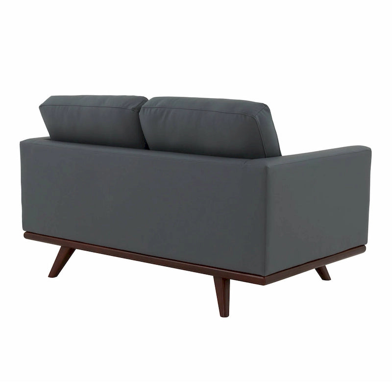 Modern Leather Loveseat 2-Seater Sofa with Birch Wood Base for Living Room Bedroom and Garden Lounge - 58.27 Inch