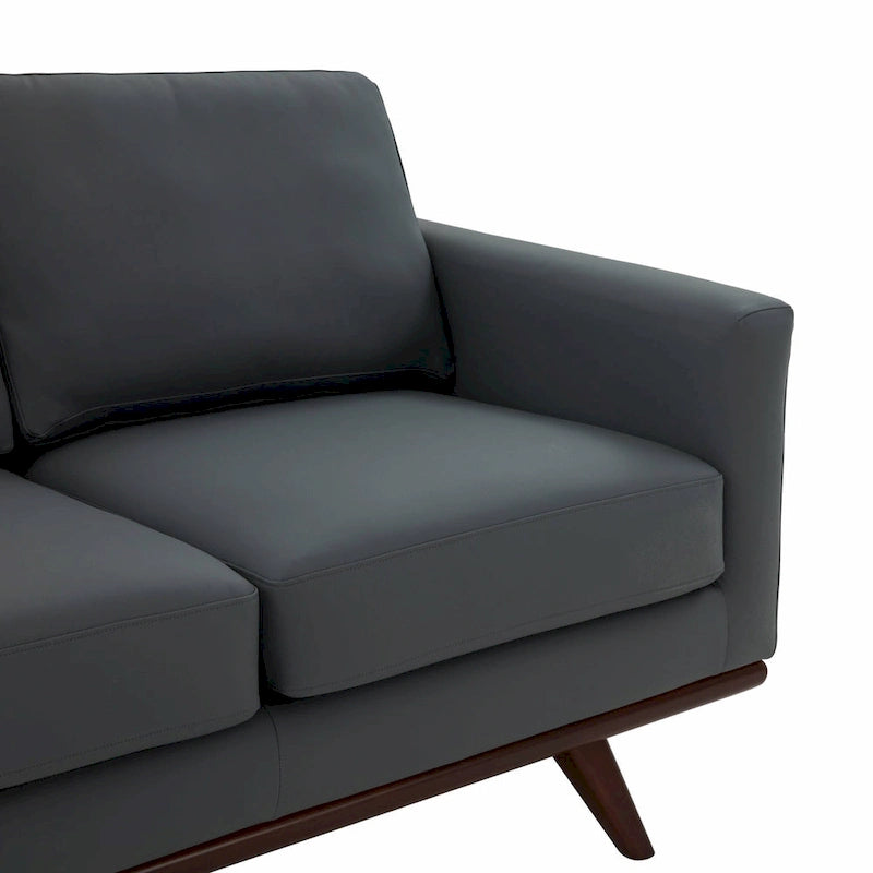 Modern Leather Loveseat 2-Seater Sofa with Birch Wood Base for Living Room Bedroom and Garden Lounge - 58.27 Inch