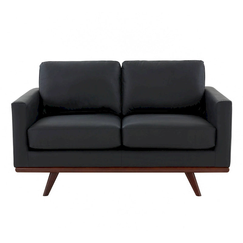 Modern Leather Loveseat 2-Seater Sofa with Birch Wood Base for Living Room Bedroom and Garden Lounge - 58.27 Inch