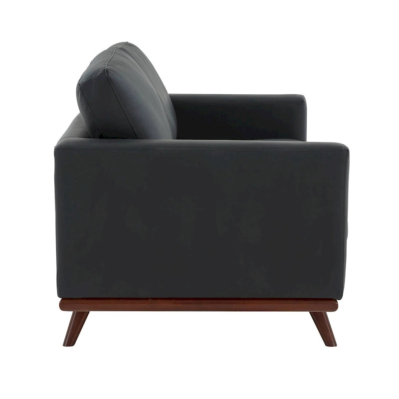 Modern Leather Loveseat 2-Seater Sofa with Birch Wood Base for Living Room Bedroom and Garden Lounge - 58.27 Inch