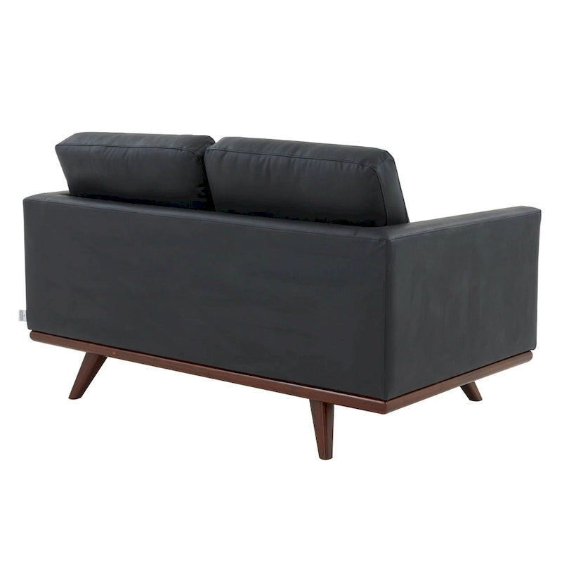 Modern Leather Loveseat 2-Seater Sofa with Birch Wood Base for Living Room Bedroom and Garden Lounge - 58.27 Inch