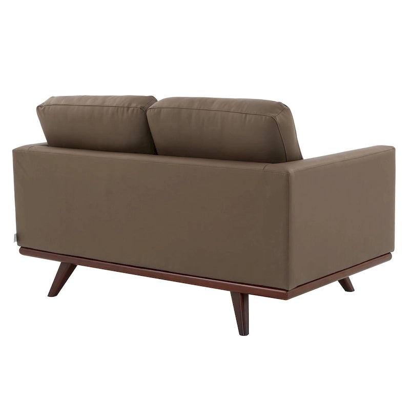 Modern Leather Loveseat 2-Seater Sofa with Birch Wood Base for Living Room Bedroom and Garden Lounge - 58.27 Inch