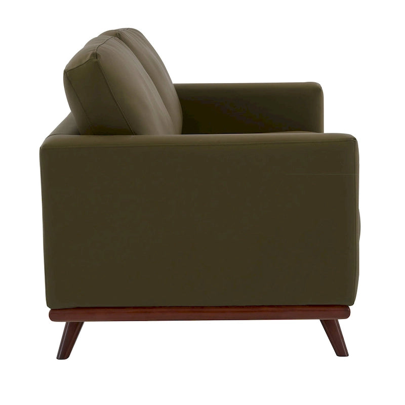 Modern Leather Loveseat 2-Seater Sofa with Birch Wood Base for Living Room Bedroom and Garden Lounge - 58.27 Inch