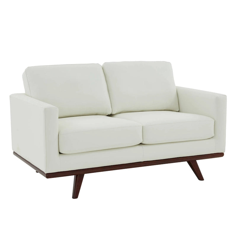 Modern Leather Loveseat 2-Seater Sofa with Birch Wood Base for Living Room Bedroom and Garden Lounge - 58.27 Inch