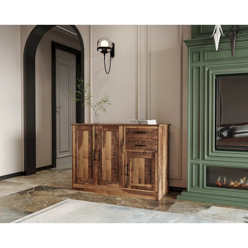 Modernes Buffet-Sideboard aus Holz mit 2 Türen, 1 Stauraum und 2 Schubladen - Servier- und Aufbewahrungsschrank für Eingangsbereich und Esszimmer