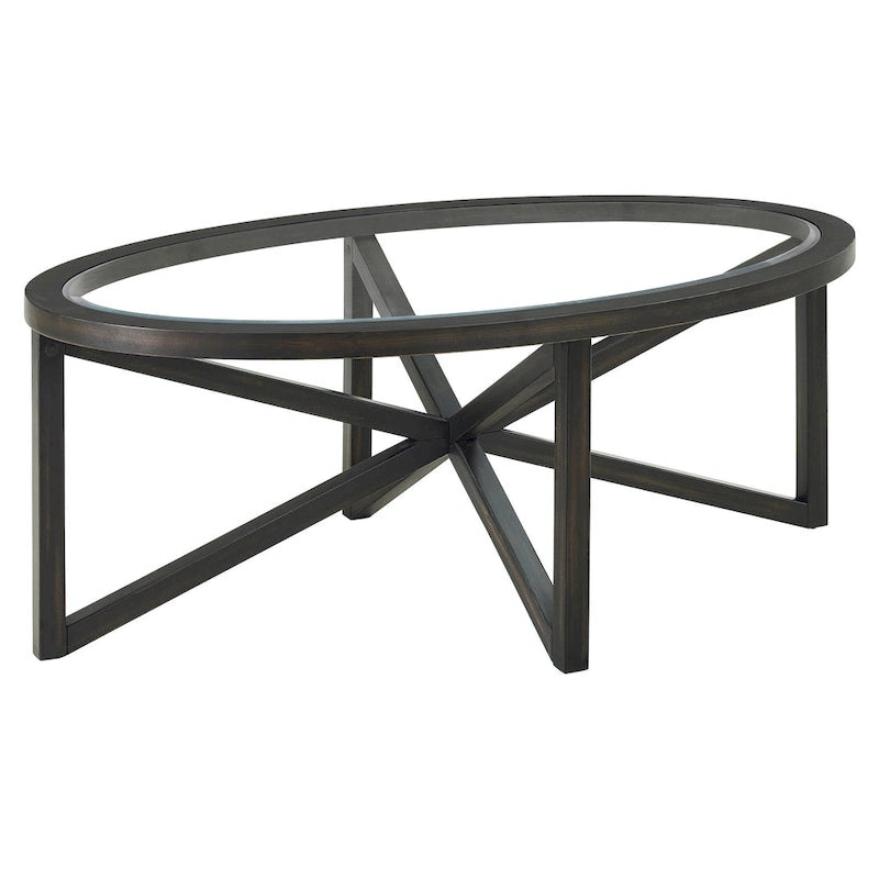 Tavolino da salotto contemporaneo in vetro con base in legno