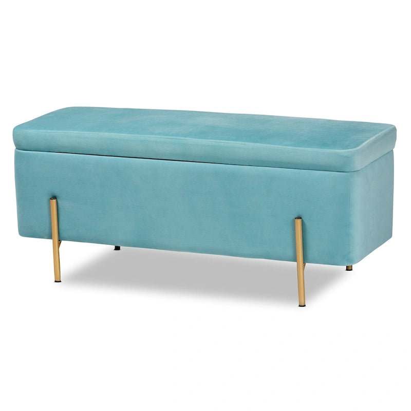 Contemporary Glam and Luxe Velvet Upholstered Metal Storage Bench