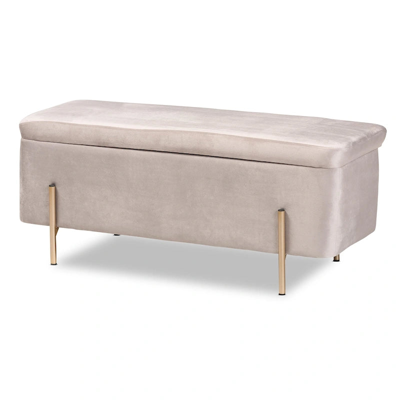 Contemporary Glam and Luxe Velvet Upholstered Metal Storage Bench