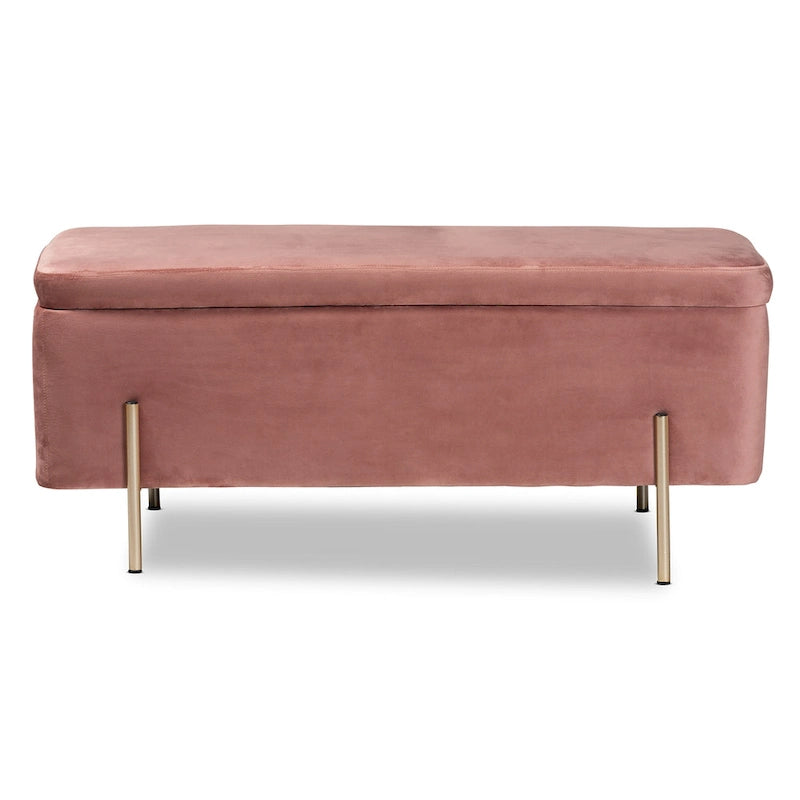 Contemporary Glam and Luxe Velvet Upholstered Metal Storage Bench