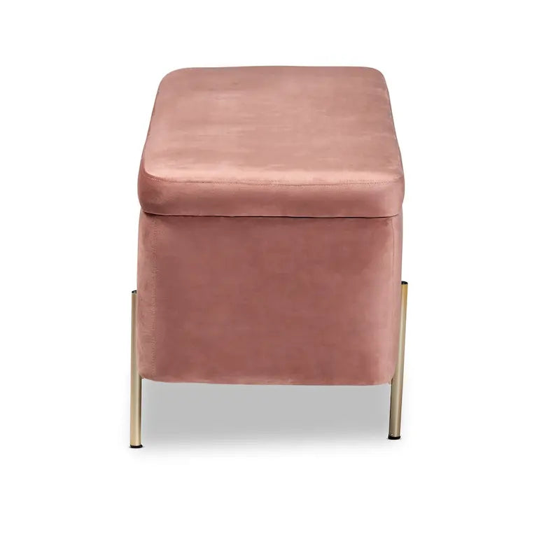 Contemporary Glam and Luxe Velvet Upholstered Metal Storage Bench