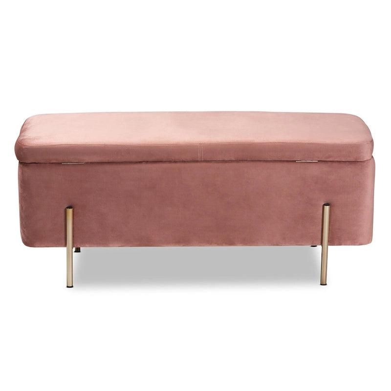 Contemporary Glam and Luxe Velvet Upholstered Metal Storage Bench