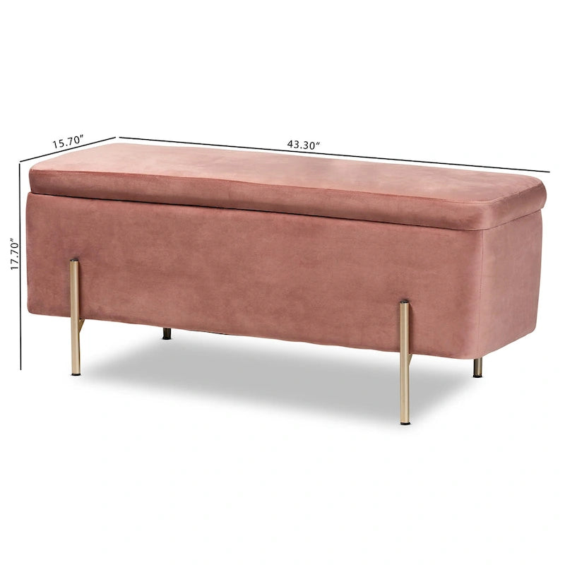 Contemporary Glam and Luxe Velvet Upholstered Metal Storage Bench