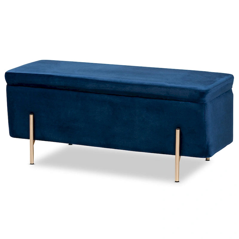 Contemporary Glam and Luxe Velvet Upholstered Metal Storage Bench