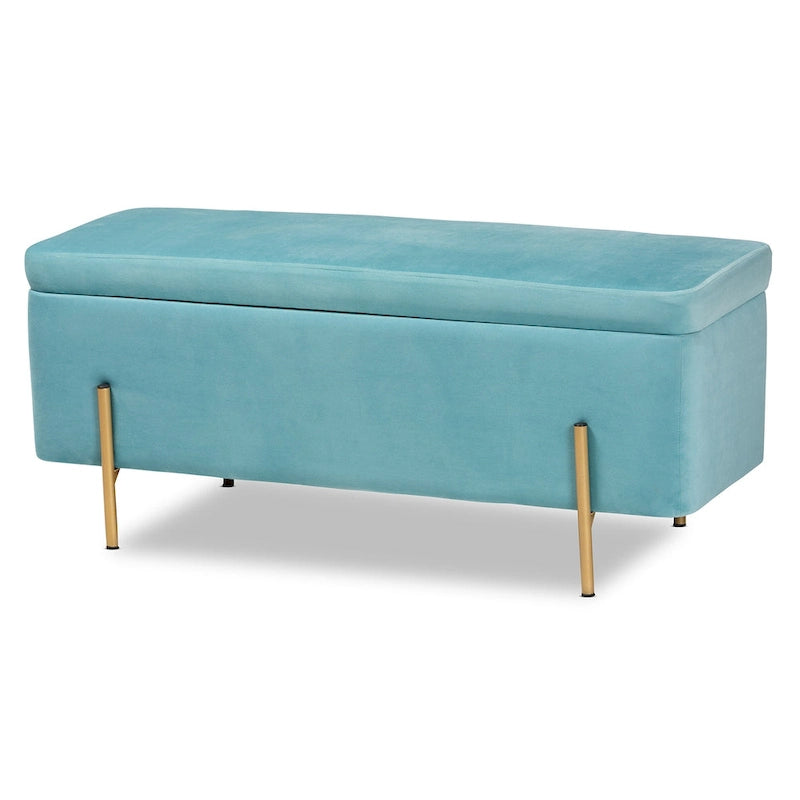 Contemporary Glam and Luxe Velvet Upholstered Metal Storage Bench