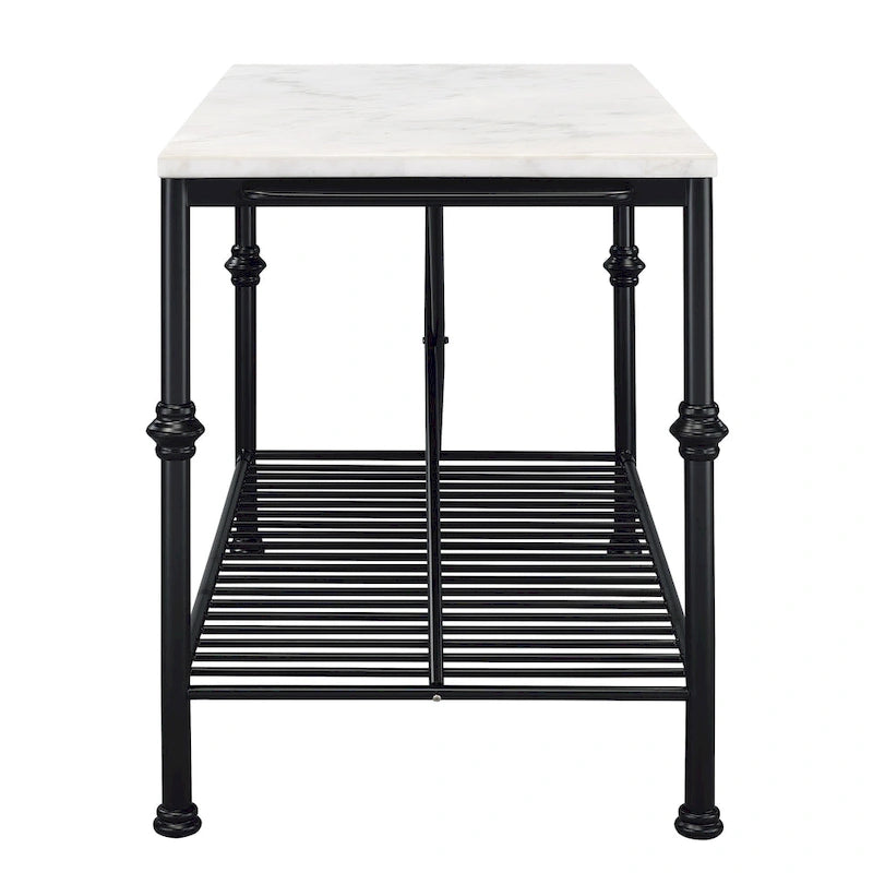 Contemporary White and Gold 58-Inch Wide Marble Top Kitchen Island