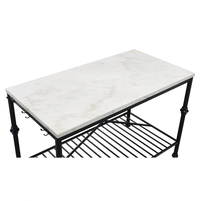 Contemporary White and Gold 58-Inch Wide Marble Top Kitchen Island