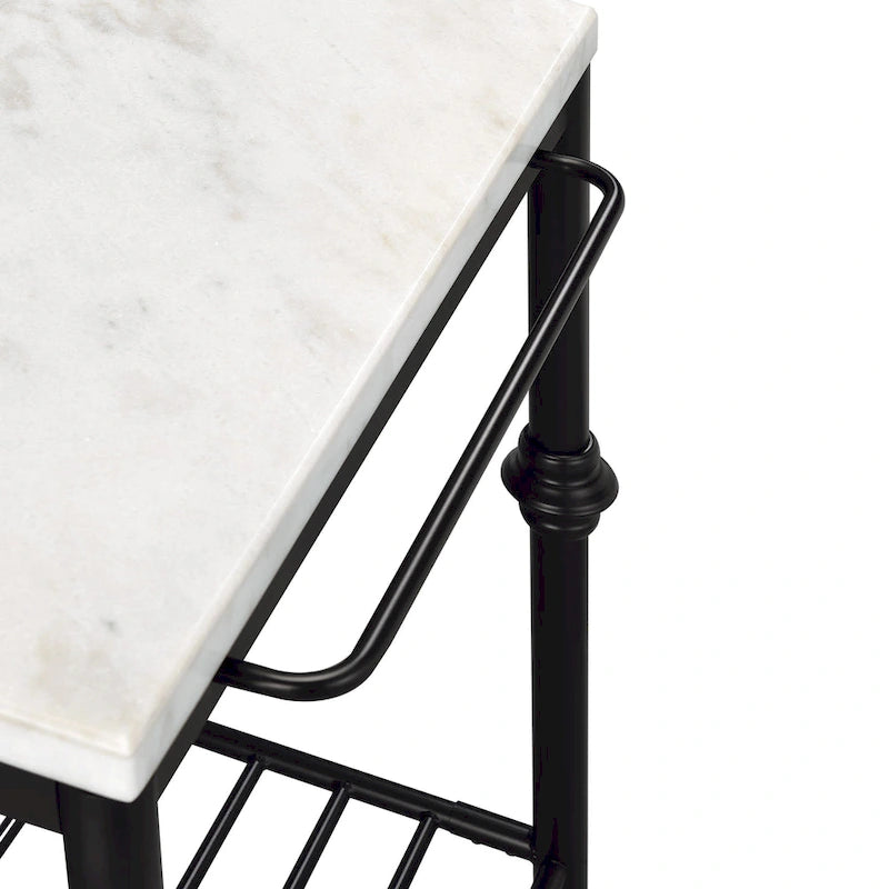 Contemporary White and Gold 58-Inch Wide Marble Top Kitchen Island