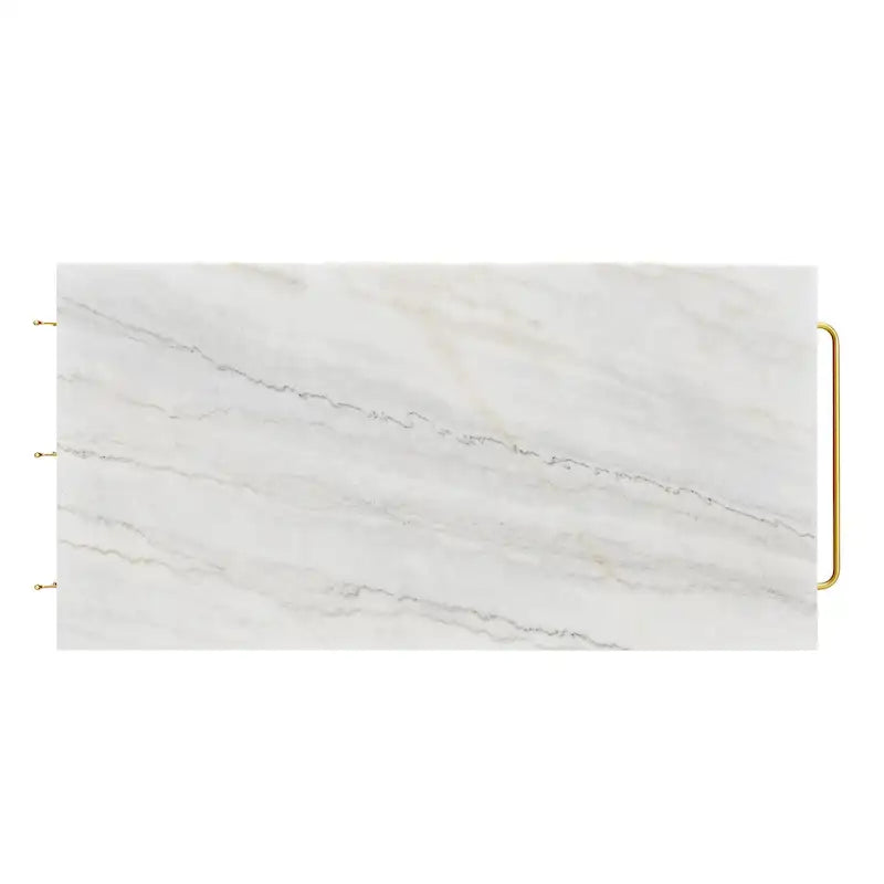 Contemporary White and Gold 58-Inch Wide Marble Top Kitchen Island