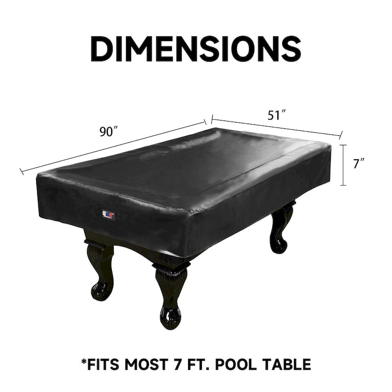 7ft 8ft 9ft strapazierfähige Billard-Tischabdeckung aus PU-Kunstleder - Schwarz