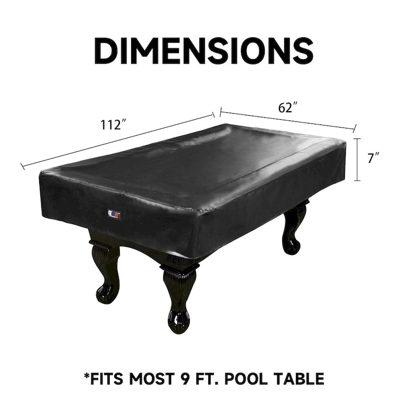 7ft 8ft 9ft strapazierfähige Billard-Tischabdeckung aus PU-Kunstleder - Schwarz
