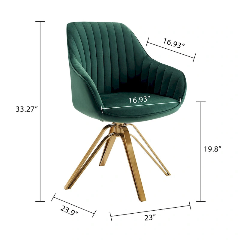 Modern Velvet Swivel Chair with Golden Finish