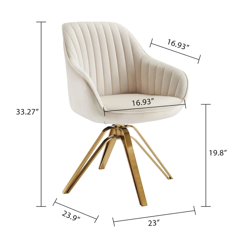 Modern Velvet Swivel Chair with Golden Finish