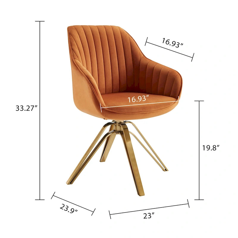 Modern Velvet Swivel Chair with Golden Finish
