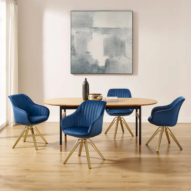 Modern Velvet Swivel Chair with Golden Finish