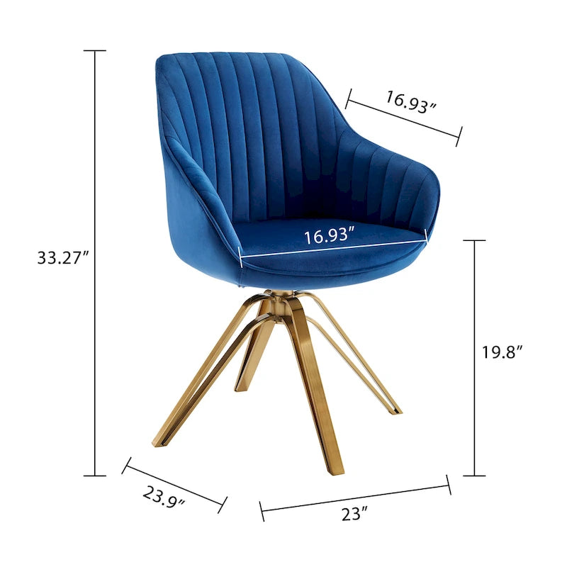 Modern Velvet Swivel Chair with Golden Finish