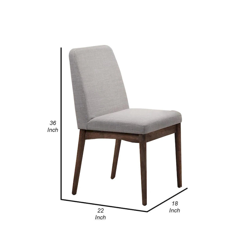 Set di 2 sedie da pranzo moderne in legno con sedute imbottite e gambe affusolate, grigie