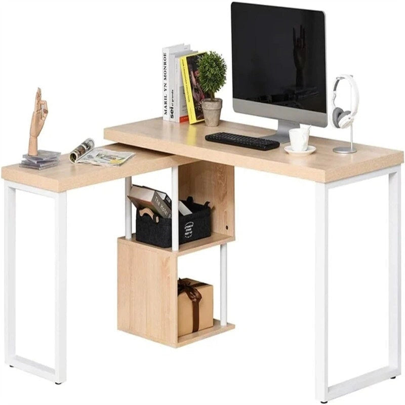 L-förmiger Schreibtisch mit offenen Ablagefächern fürs Homeoffice oder Arbeitszimmer