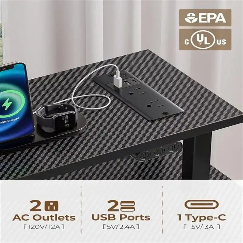 Scrivania moderna per computer con prese di corrente integrate e porte USB per l'ufficio domestico