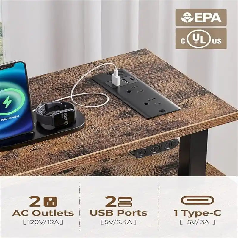 Scrivania moderna per computer con prese di corrente integrate e porte USB per l'ufficio domestico