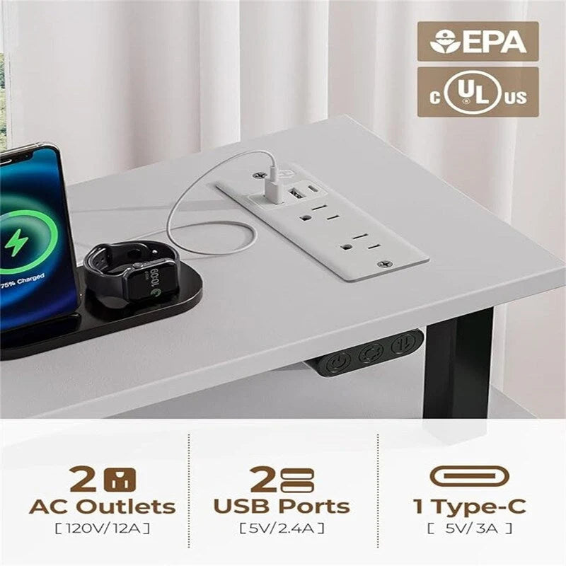 Scrivania moderna per computer con prese di corrente integrate e porte USB per l'ufficio domestico