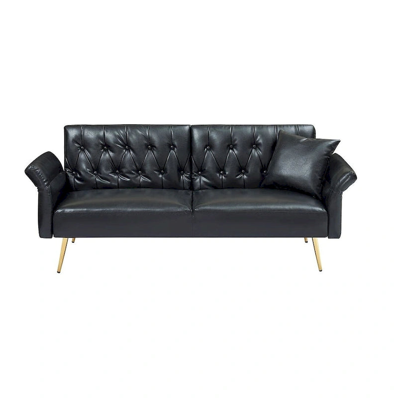 Divano letto futon, divanetto pieghevole convertibile in ecopelle, poltrona letto, chaise longue con braccioli regolabili per piccoli spazi