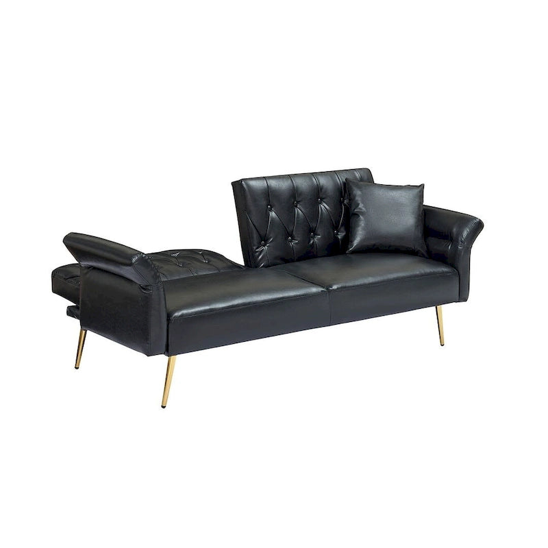 Divano letto futon, divanetto pieghevole convertibile in ecopelle, poltrona letto, chaise longue con braccioli regolabili per piccoli spazi