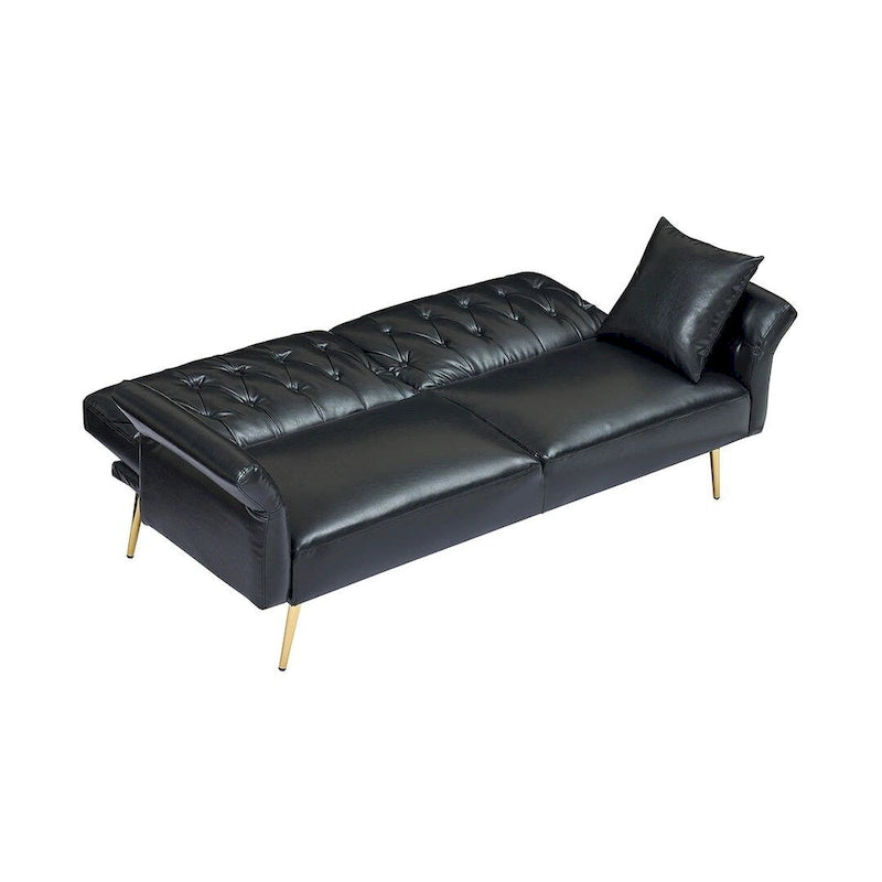 Divano letto futon, divanetto pieghevole convertibile in ecopelle, poltrona letto, chaise longue con braccioli regolabili per piccoli spazi