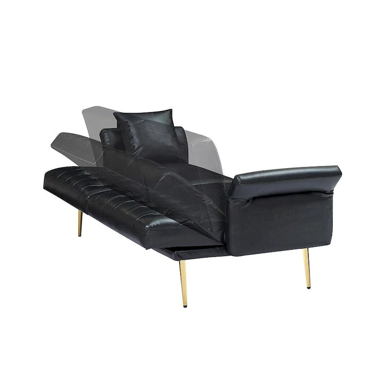 Divano letto futon, divanetto pieghevole convertibile in ecopelle, poltrona letto, chaise longue con braccioli regolabili per piccoli spazi