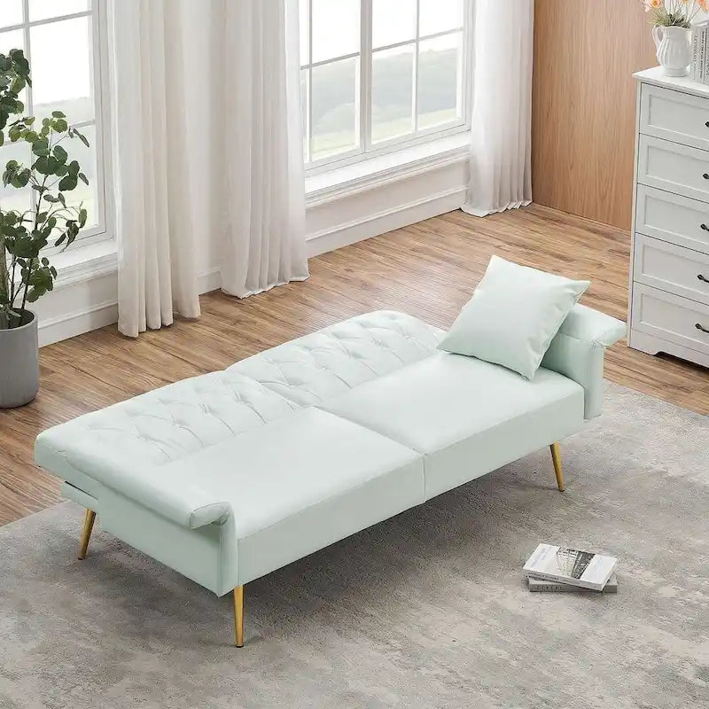 Divano letto futon, divanetto pieghevole convertibile in ecopelle, poltrona letto, chaise longue con braccioli regolabili per piccoli spazi