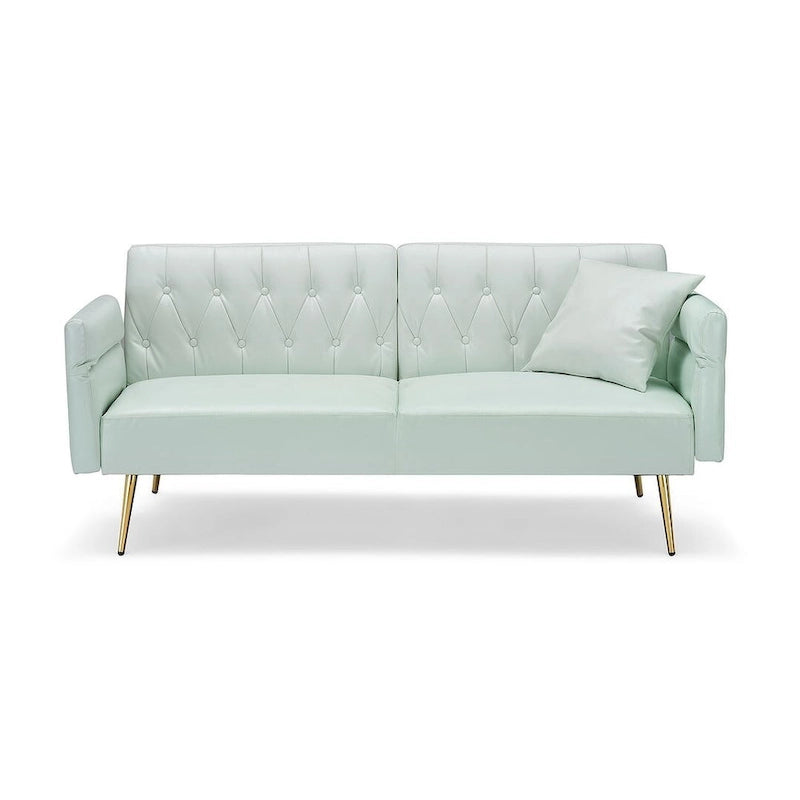 Divano letto futon, divanetto pieghevole convertibile in ecopelle, poltrona letto, chaise longue con braccioli regolabili per piccoli spazi
