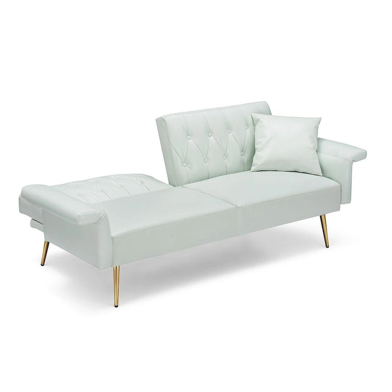 Divano letto futon, divanetto pieghevole convertibile in ecopelle, poltrona letto, chaise longue con braccioli regolabili per piccoli spazi