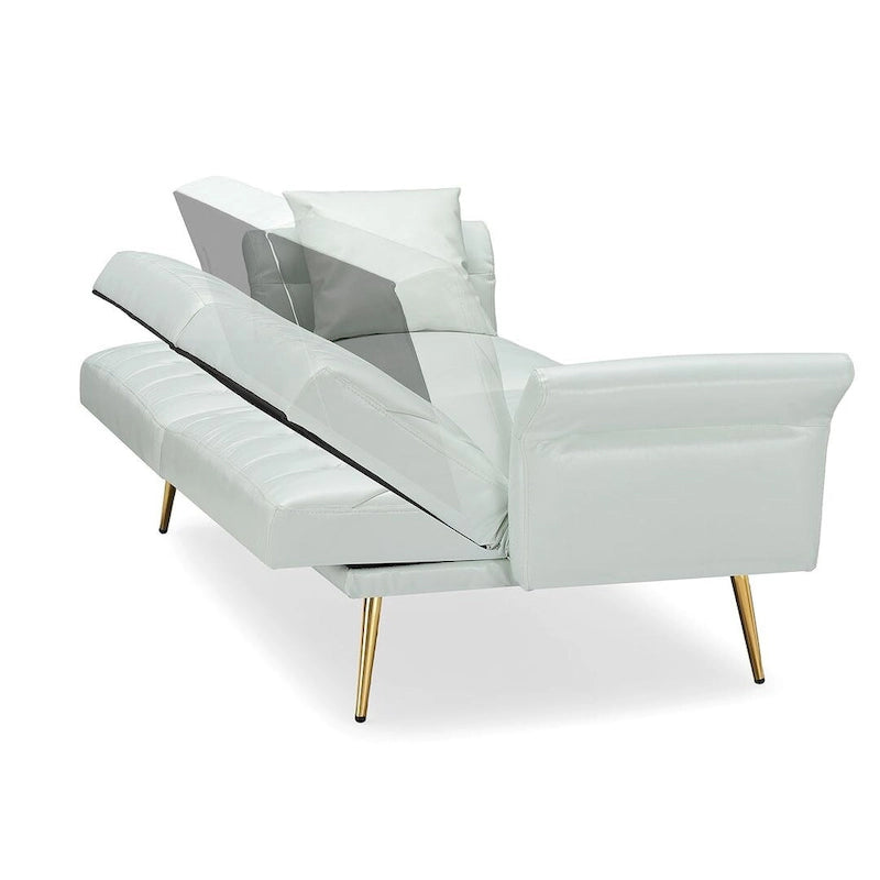 Divano letto futon, divanetto pieghevole convertibile in ecopelle, poltrona letto, chaise longue con braccioli regolabili per piccoli spazi