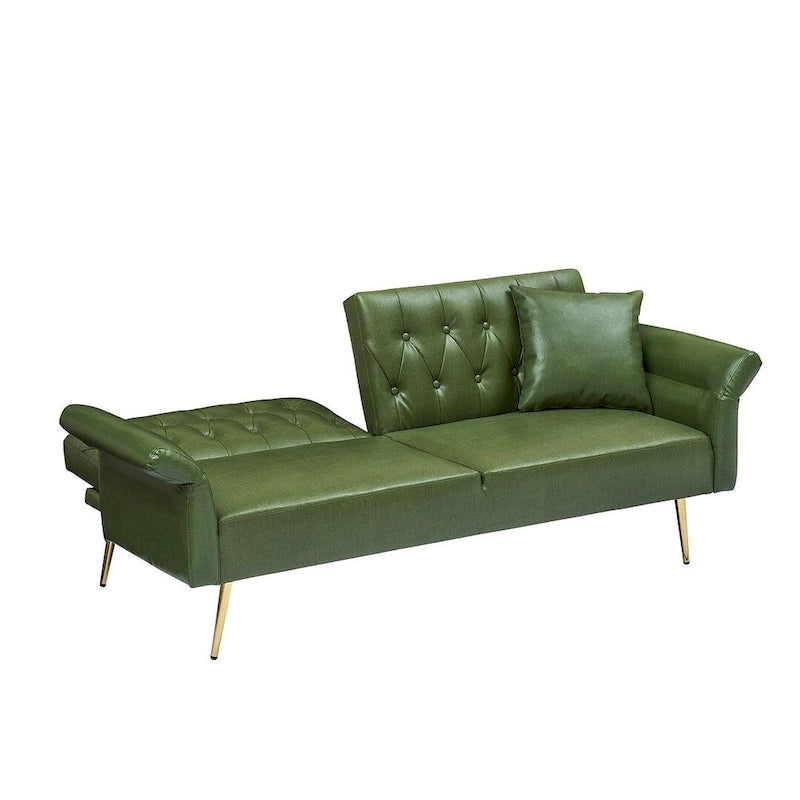 Divano letto futon, divanetto pieghevole convertibile in ecopelle, poltrona letto, chaise longue con braccioli regolabili per piccoli spazi
