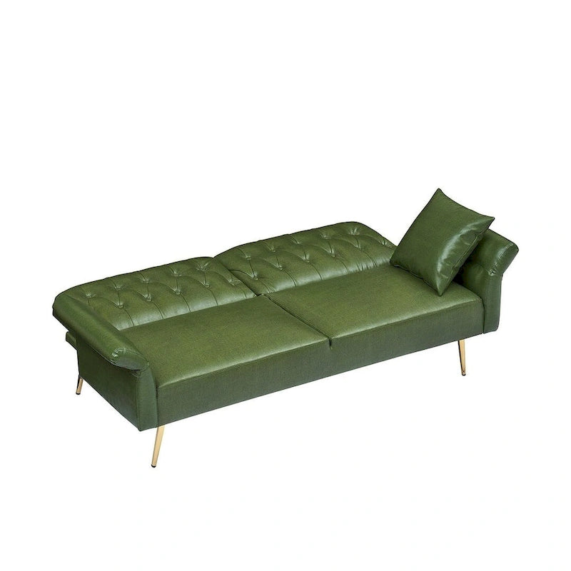 Divano letto futon, divanetto pieghevole convertibile in ecopelle, poltrona letto, chaise longue con braccioli regolabili per piccoli spazi