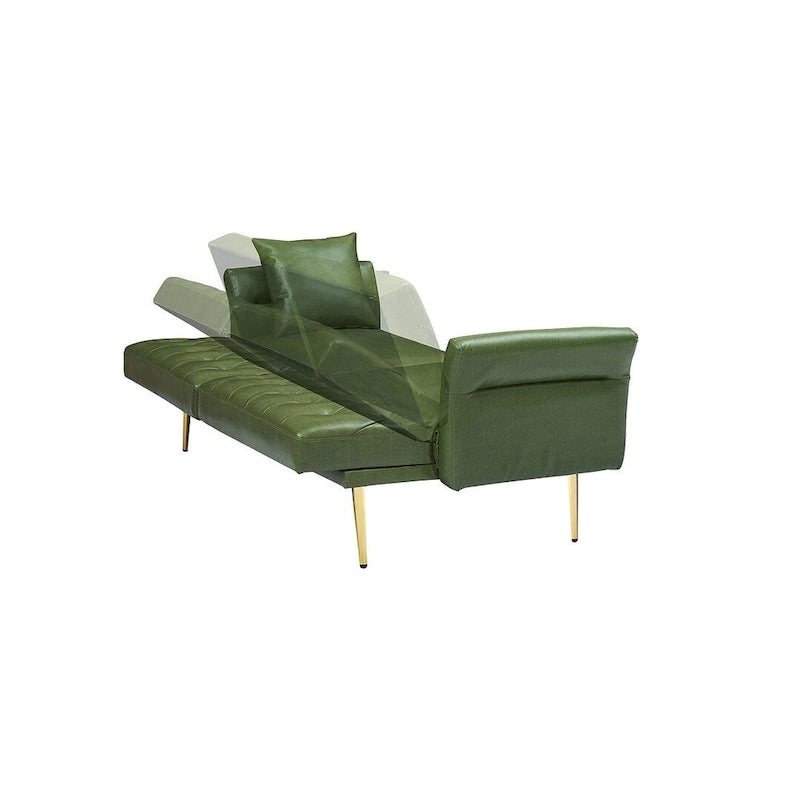 Divano letto futon, divanetto pieghevole convertibile in ecopelle, poltrona letto, chaise longue con braccioli regolabili per piccoli spazi