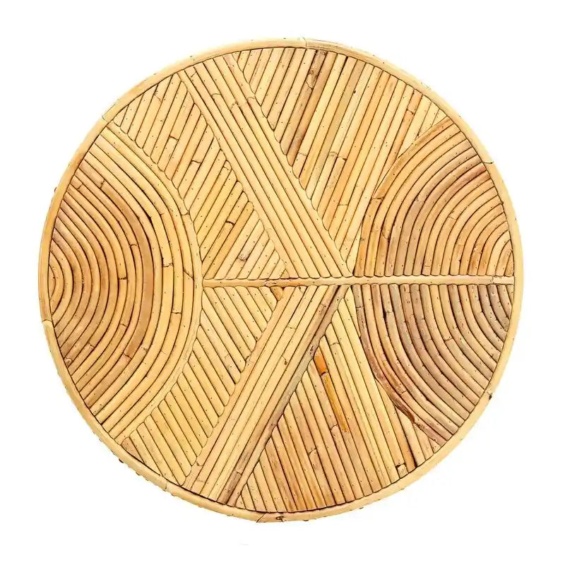 Tavolino laterale in rattan con struttura intrecciata naturale e design compatto