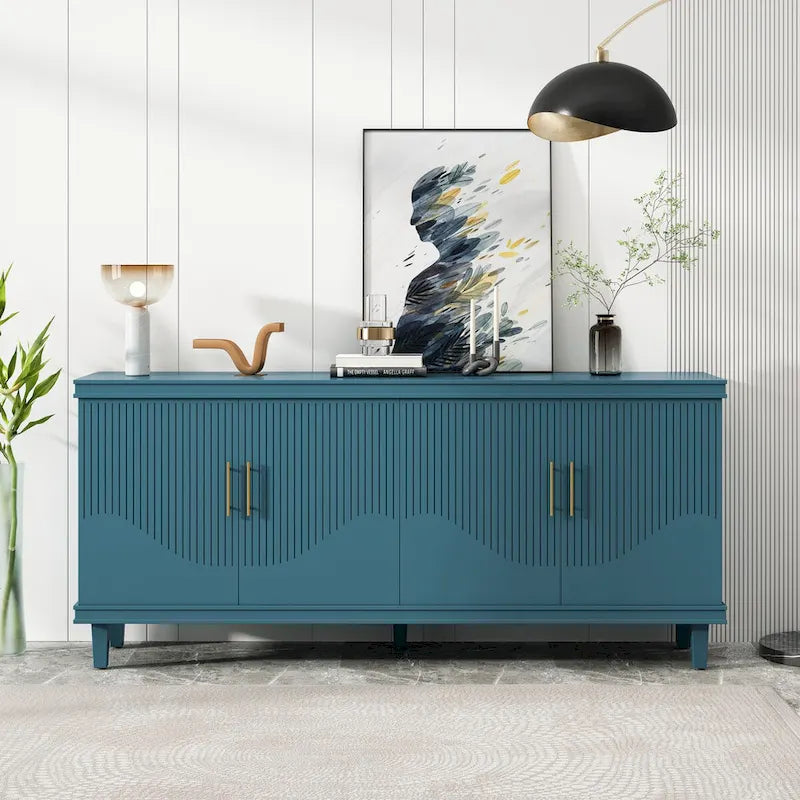 Ampio mobile contenitore a 4 ante da 70 pollici per soggiorno, cucina, camera da letto e corridoio - verde oliva, blu navy, blu pavone