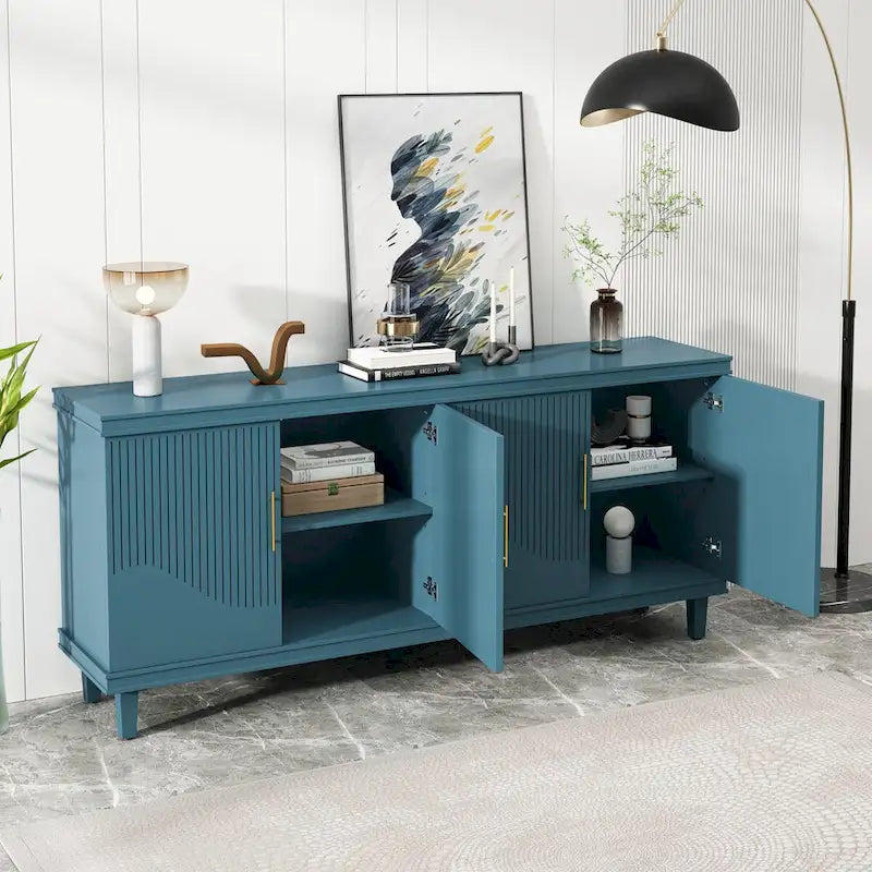 Ampio mobile contenitore a 4 ante da 70 pollici per soggiorno, cucina, camera da letto e corridoio - verde oliva, blu navy, blu pavone